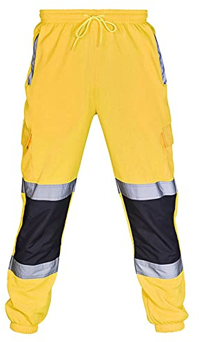 Pantaloni Tuta Riflettenti di Sicurezza ad Alta Visibilità con Strisce Riflettenti Ultra Performance Pantaloni da Lavoro con Nastro Fluorescente Abbigliamento da lavoro con Tasche Laterali ad Alta