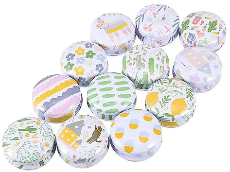 DIYEAH 12pcs DIY Candle Jar Round Candle Tin Lid Retro Style Jewelry Container for Craft Art Making and Home Decoration