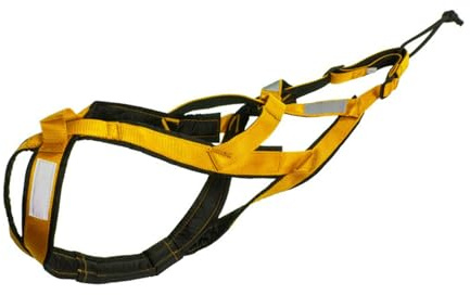 Hunde Zuggeschirr X Back Hunde-Mushing-Geschirr Bikejöring Skijoring Dogscooting Canicross Schlitten professionelles Geschwindigkeitstraining Hundeschlittengeschirr Laufgeschirr (Gelb, M)