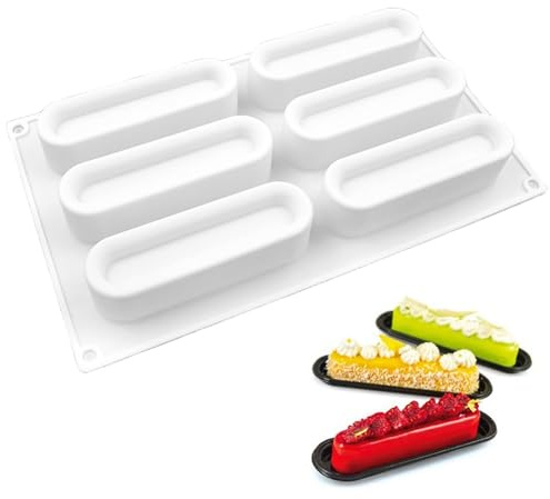 Hbbgdiy Moules de barres de silicone antiadhésiques 6-Cavité, chocolat flexi résistant à la chaleur, gâteau, mousse et pâte à dessert la crème glacée Moules cuisson