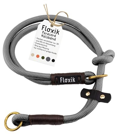 Floxik Paracord halsband hund grå 60 cm ø 11 mm