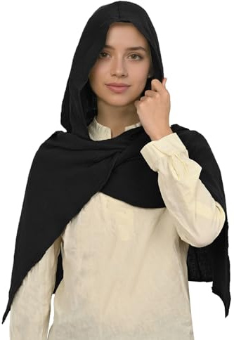 NFAOEGJ Mittelalter Kapuzenschal, Renaissance Tuch Kopftuch | Für Männer Frauen,Vintage Goth Leintuch, Halloween Vintage Goth Kapuzenumhang