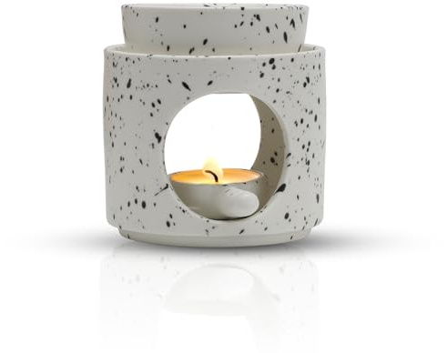 Yuragim Lampada profumata in ceramica con porta lumini, fornello di incenso per oli essenziali, olio profumato, cera profumata, lampada aromatica e diffusore di cera profumata, lampada per