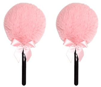 Lollipop Shape Setting Powder Puff,Fluffy Body Powder with Long Handle,Soft Cosmetic Makeup Puffs Women,Cosmetic Applicator for Setting Loose Dusting Blender & BodyPowder Application (pink)