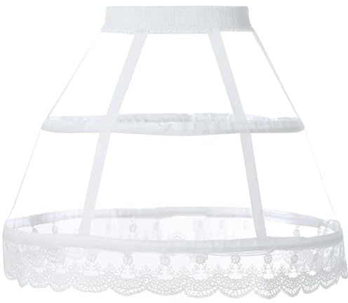 Uzztfa Women Victorian Petticoat 2 Hoops Crinoline Petticoat Lolita Fishbone Hollow Bird Cage Skirt Embroidery Floral Lace Underskirt for Women