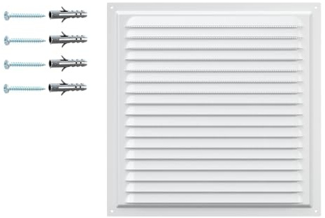 DEMLOU Grille de Ventilation Blanche RAL 9016 avec Filet – 30 x 30 cm.