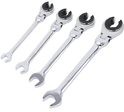 Set di 6 chiavi a cricchetto metriche da 10 a 17 mm, testa flessibile aperta, ingranaggio a 72 denti, estremità aperta regolabile for tubi dell'aria condizionata.