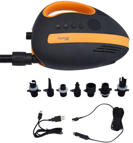 Casativo Ultimative Akku-SUP-Luftpumpe: 20 PSI, 350 L/Min, USB, 12V – Kompakte, tragbare Hochleistungs-Pumpe für Boards