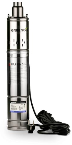 GREENCUT BAS550C – Bomba sumergible de 550 W (~0,75 CV) con caudal máximo de 30 L/min y altura de bombeo de hasta 50 m. Potente, duradera y de fácil instalación, ideal para pozos, riego doméstico