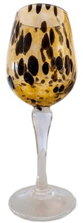 MurArt Set 2 Calici in Vetro di Murano Animalier Calici da Vino B12 Artigianali Fatto a Mano Design Maculato Ispirato al Leopardo Vetro Soffiato Trasparente Tavola Elegante Made in Italy