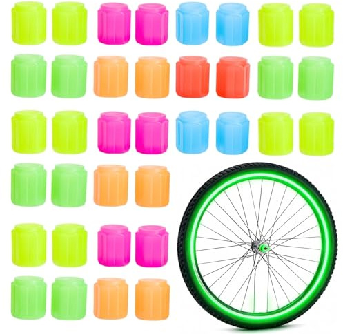 48 Pezzi Cappucci Valvole Luminosi Auto, Cappucci per Valvole per Pneumatici che si illuminano al buio, Tappi Valvola Fluorescente per Pneumatici Auto per Ruote Camion, Suv, Moto E Biciclette
