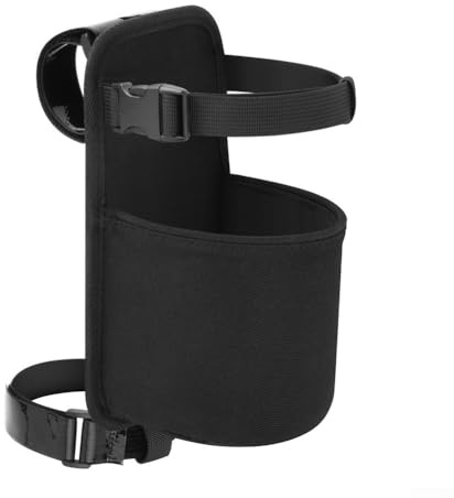 Versatile Bike Water Bottle Holder, 10.5 x 10 x 22 cm Black Cycling Cup Holder with Strap for on Handlebars, Fits Bottles 2.4-3.8 in Diameter, Suitable for Bikes Scooters Boats