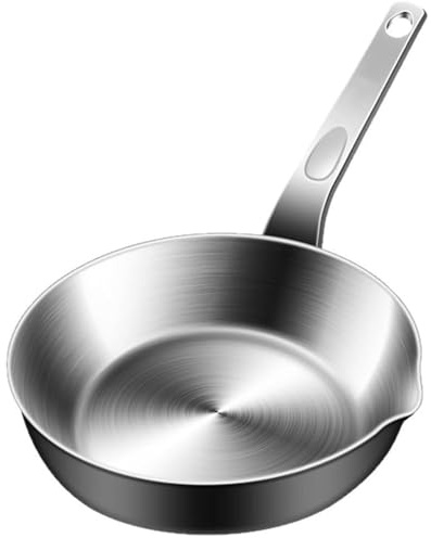 Mini sartén para huevos de acero inoxidable 316 con boquilla de vertido, sartén pequeña para huevos individuales, tortillas y mantequilla, sartén compacta compatible con cocinas de gas e inducción (S)