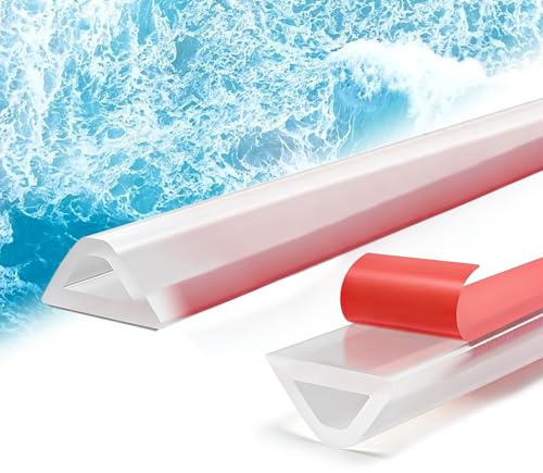 XLTBOMS 120cm Schwallschutzleiste Dusche Selbstklebend Transparent | Silikon Wasserstopper Dusche Boden, Gummilippe Dusche Einfache Montage, Duschleiste Selbstklebend für Küche, Badezimmer