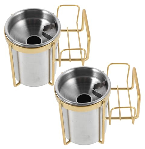 DEARMAMY 2 Ceniceros de Pared de Acero Inoxidable sin Perforaciones, Soporte de Montaje para Baño y Oficina, Diseño Resistente al Viento, Fácil Instalación Adhesivos, Set 2 Piezas