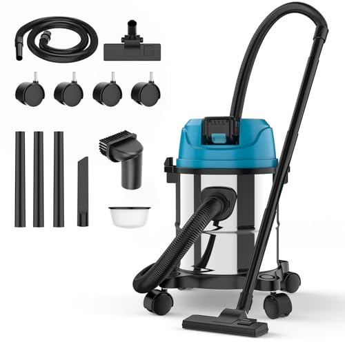 Aspirapolvere a batteria a secco compatibile con batteria Makita da 21 V, aspiratore a secco da 15 l, capacità di aspirazione 18000 pa, filtro HEPA, con tubo da 2 m e accessori, ideale per officina