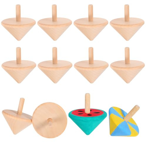 ibasenice 12 Stück Holz-Kreisel für Kinder: Unbehandelte Holz-Kreisel – Bemal deinen eigenen – Montessori-Spielzeug für Bastelarbeiten, Mitgebsel für Kindergeburtstage