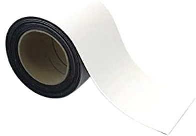 Magnetisches Stahlband, leicht abwischbar, dünn und flexibel, zuschneidbar, magnetisch, gut sichtbar, für alle Oberflächen geeignet (Weiß, 100 mm x 10 m)
