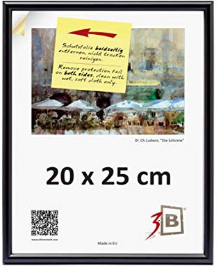 3-B Cadre de l'image FOTO - 20x25 - noir - cadre photo en plastique, mural et de table, avec verre acrylique