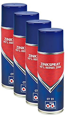 AD Chemie 4X Zink-Spray Ct 21 400ml Aerosoldose Spraydose Spray Auto Zink Lackspray Rostschutz Rost Zinkspray Karosserie Grundierung Hitzebeständig Bremsen Rostumwandler 41619057