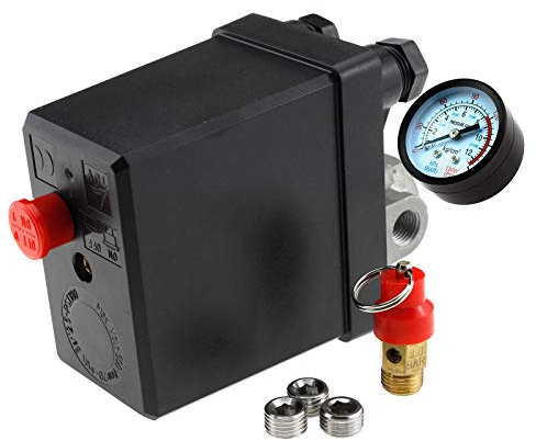 Create idea Druckschalter DREI-Phase Kompressor Ventil Luftkompressor Druck EIN/Aus-Knopf-Schalter Steuerventil Druckregler Druckschalter Kompressorschalter Schalter für Luft Kompressor