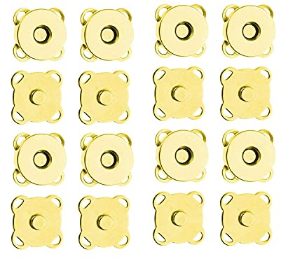 Trimming Shop Métal Fermoirs Magnétique Boutons Pression Couture Accessoire pour Bricolage Loisirs Créatifs, Vêtements, Sac à Main, Cuir Manteau, Veste, Porte-Monnaie Faisant - Or, 18mm