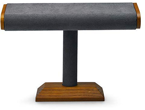 Oirlv Massivholz T-Bar Uhrenständer,Uhrenhalter Holz,Schmuckständer,Watch Stand(Dunkelgrau)
