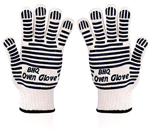 Revolutionary 932°F Extreme Heat Resistant Gloves -Thick, Light-weight & Flexible, 2 Gloves - Use in Dutch Oven, Big Green Egg, Pizza Stone, Cast Iron Pan, Fireplace Tools, Outdoor (black（2 pcs）)