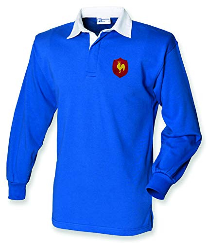 Super Lemon France Rugby Top – klassisk fransk rugbytröja för män och kvinnor, unisex långärmad design, bekväm och hållbar, perfekt för 6 nationer, VM-fans eller till vardagskläder, BLÅ, XL