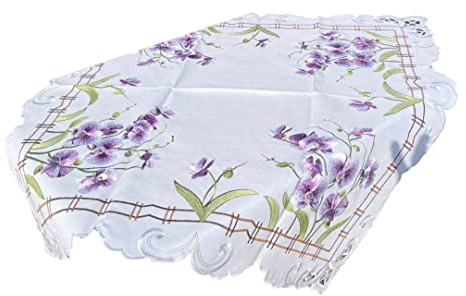 Tischdecke Mitteldecke Orchidee Blumen Weiss lila Frühling Sommer 85 x 85 cm