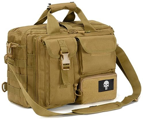 BAGZY Taktische Umhängetasche Herren Umhängetasche Militär Laptoptasche Herren Oxford Taktische 14 Zoll Aktentasche Große Schultasche Herren für Camping/Reisen/Arbeit (Khaki 14 Zoll)