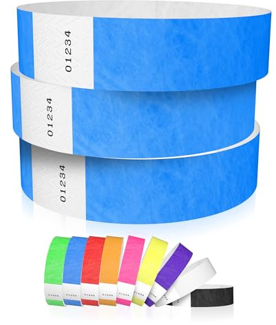600 WristCo Neon Blue Tyvek Wristbands for Events - Tamper-Proof Design