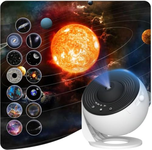 Planetarium Star Projector,Galaxy Projector for Bedroom,Ultra Clear Galaxy Night Light with 4K Replaceable 13 Galaxy Discs 360 Degree Rotation Real Sky Light for Kids Room Birthday Valentines Gift