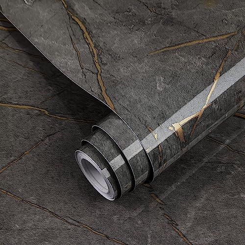 Decoroom Marble Sticky Back Plastic Roll Grey 60x500cm Marble Vinyl Self Adhesive Wallpaper Contact Paper Waterproof Flim Peel and Stick for Kitchen Bathroom Countertop Table Furniture Stickers