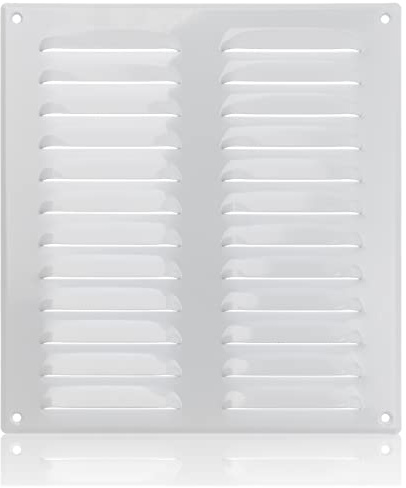 260x280mm Ventilationsgaller i Vitt Stål med Myggskydd - Metallgaller för Ventilation