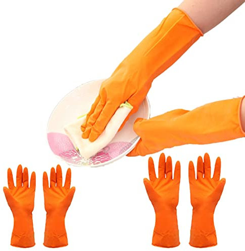 BAMFY 3 Paare Lang Putzhandschuhe Wiederverwendbar Haushaltshandschuhe for Küche Gummihandschuhe Hausarbeit Und Wäsche, Autos (Color : B, Size : XL)