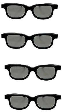 3D-Brille mit RealD Zirkularpolarisation, nicht blinkend, passive 3D-Brille für Reald-Format-Kino/passiv polarisierte 3D für Computermonitore/Fernseher/Projektoren (4 Stück)