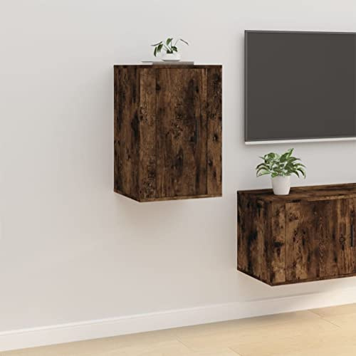 ZQQLVOO Armoire TV - Console - Centre de divertissement - Meuble TV - Armoire murale - Chêne fumé - 40 x 34,5 x 60 cm - Convient pour le salon, la chambre à coucher