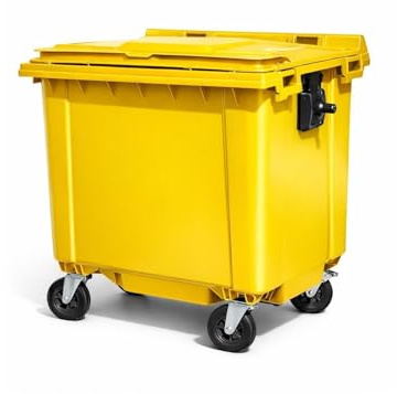 Jardin202 - Contenedor de Basura Reciclables de Colores con Ruedas y Mango Antideslizantes | 120L, 240L, 360L, 800L y 1100L | 1100 L (Amarilla)