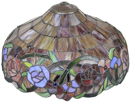 BOTOWI Rose Table Lamp Shade Replacement Only 16X9 Inch Tiffany Style Stained Glass Cream Amber Lampshades, Vintage Pastoral Romance Light Cover for Desk Light Floor Lamp Pendant Ceiling Lamp,A1