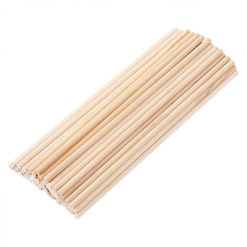 100 Stück Dübelstange Holzstäbe Lange Holzdübel Dicke Holzdübelstangen Runde Holzbastelstäbe Unlackierte Naturholzdübel Hartholzstäbe