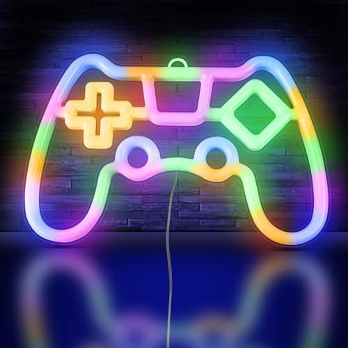 HOTUT Insegna al Neon LED, Gioco Insegne al Neon Alimentazione a Batteria o USB, Luce al Neon per Camera da Letto Sala Giochi Bar Decorazione per Feste, Led Gaming Neon