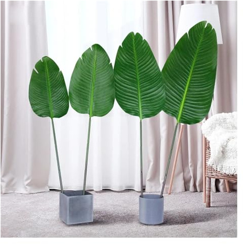 OXGQDTDQ MIUYTRN 80 cm 98 cm Artificielle Grande Feuille de bananier Plantes Vertes Tropicales intérieur et extérieur Feuilles de Palmier Mariage hôtel Bureau décor à la Maison cuicui(75cm A)