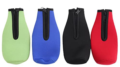 Giilayky 4 Pack Beer Bottle Insulator Sleeve Keep Drink Cold,Zip-Up Bottle Jackets,Beer Bottle Cooler Sleeves,Neoprene Cover
