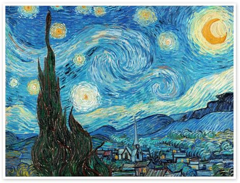 Posterlounge La Nuit étoilée, 1889 Poster | 18 x 13 cm de Vincent van Gogh Bleu Tableaux Décoration murale