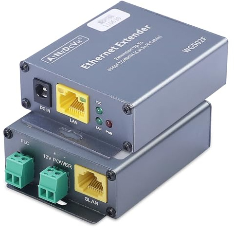 AtNeDcVh - Ethernet Range Repeater Kit, Ethernet LAN Range Extension Distance, 6560ft, 2000m over Cat5e/6/6e RJ45 Network Cable, 3280ft, 1000m, UTP IP Extender Twisted Pair Cable