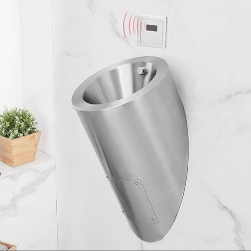 Urinoir Mural en Acier INOX 304, Urinoir à Capteur Automatique, Urinoir à Chasse d'eau à Haute Efficacité pour Toilettes Publiques Commerciales, Intérieur(Silver A)