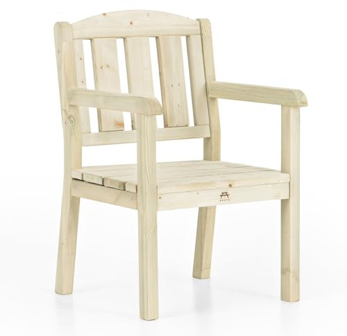 Amata UNGURS Einzelbank Klassisches Design - Wetterfeste Holzbank für Draußen, Terrasse, Hinterhof und Garten Feuerstellen - Ergonomischer und Langlebiger Stuhl, Zeitloses Design (Holz)