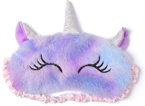 Schlafmaske Kinder, 3D Ultraweich Schlafmaske Kinder Mädchen Süße Tiere | Weicher Schlafbrille Augenmaske für Mädchen Jungen Damen Nickerchen Reisen,weihnachtsgeschenke (Lila,Einhorn)