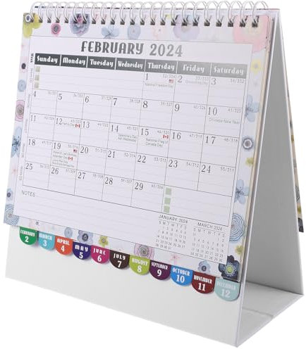 Operitacx Tischkalender 2024 büroartikel büromaterial schreibtisch kalender schülerkalender digitaler Kalender Tagesplanungskalender staffelei deko Monatskalender Tisch-Stehkalender Papier